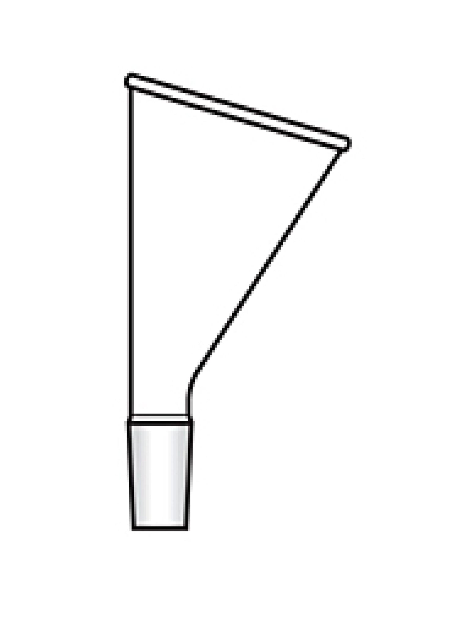 FUNNEL - POWDER - ONE SIDE IS PERPENDICULAR TO JOINT - 65mm TOP DIA. - 24/40 INNER JOINT